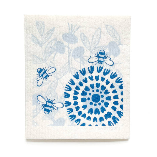 Eco-Friendly Dishcloth - Bloom in Blue with Bees