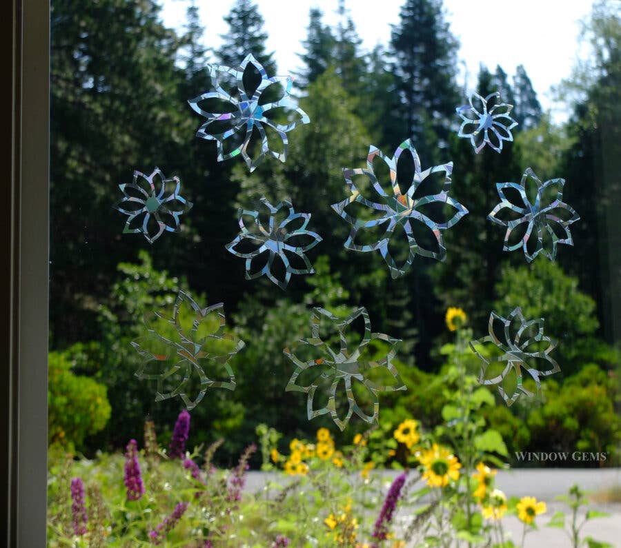 Window Gems - Flowers - Window Clings Bird Strike Prevention Decals