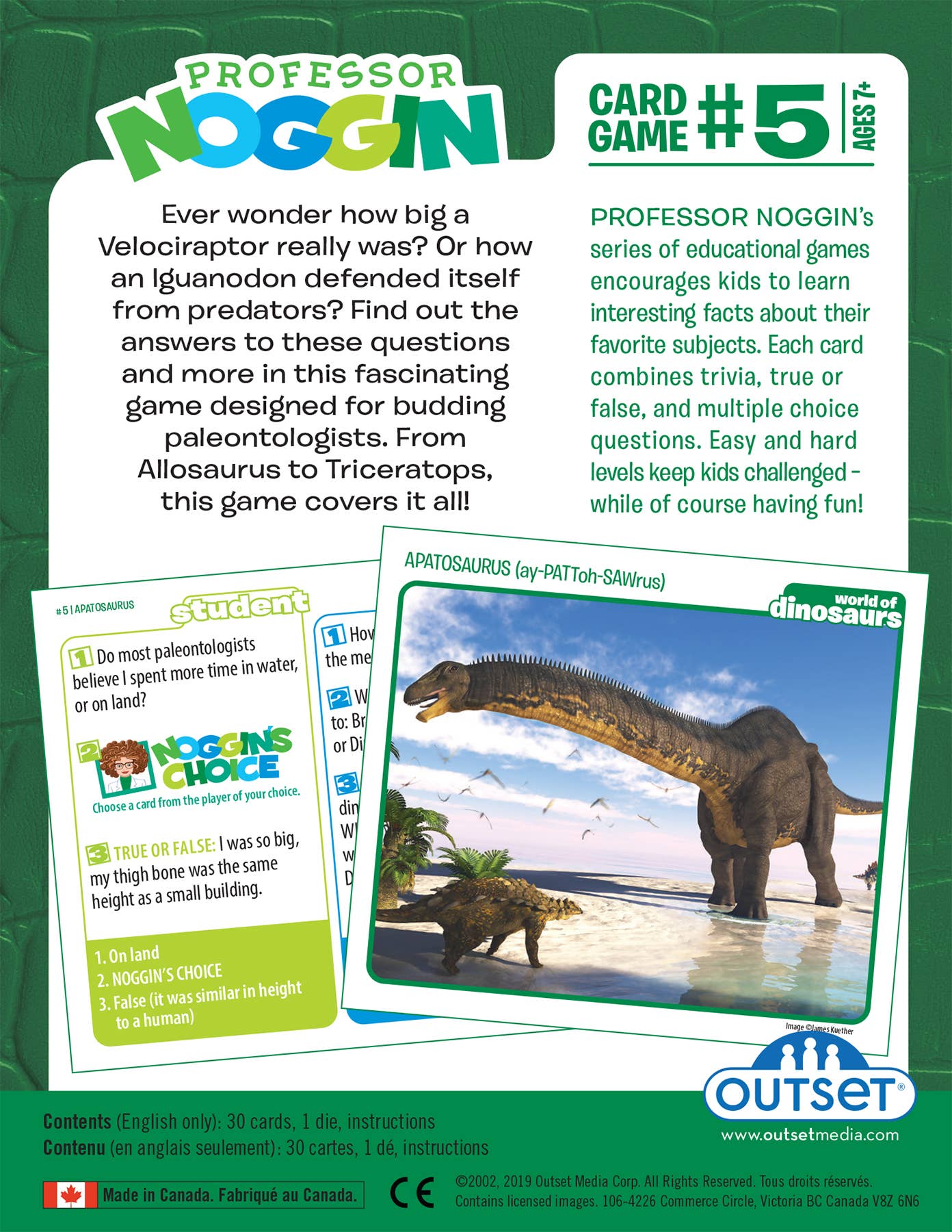 Game - Prof. Noggin World of Dinosaurs Card Game