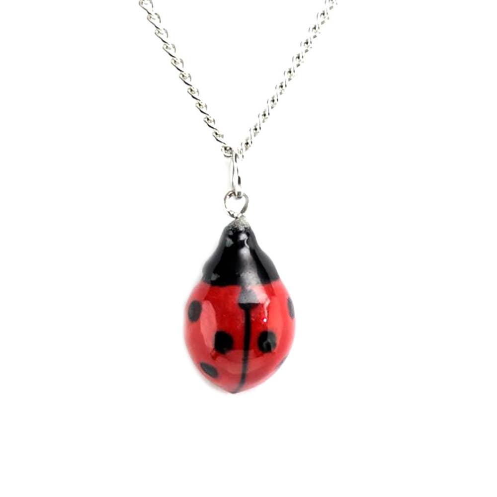 Necklace - Hand-Painted Porcelain - Ladybug