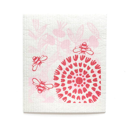 Eco-Friendly Dishcloth - Bloom in Pink with Bees