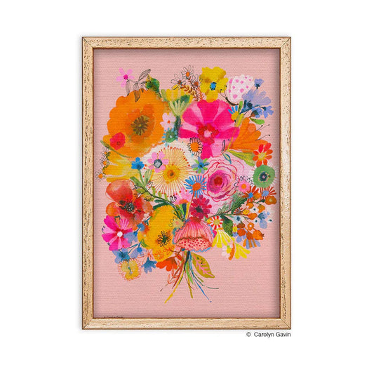 Framed Canvas Art - "Floral Blush" by Carolyn Gavin (5x7)