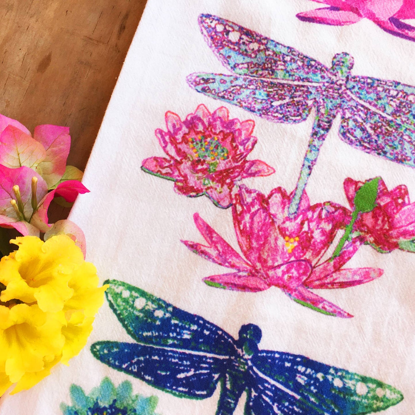 Flour Sack Tea Towel - Dragonfly Trio