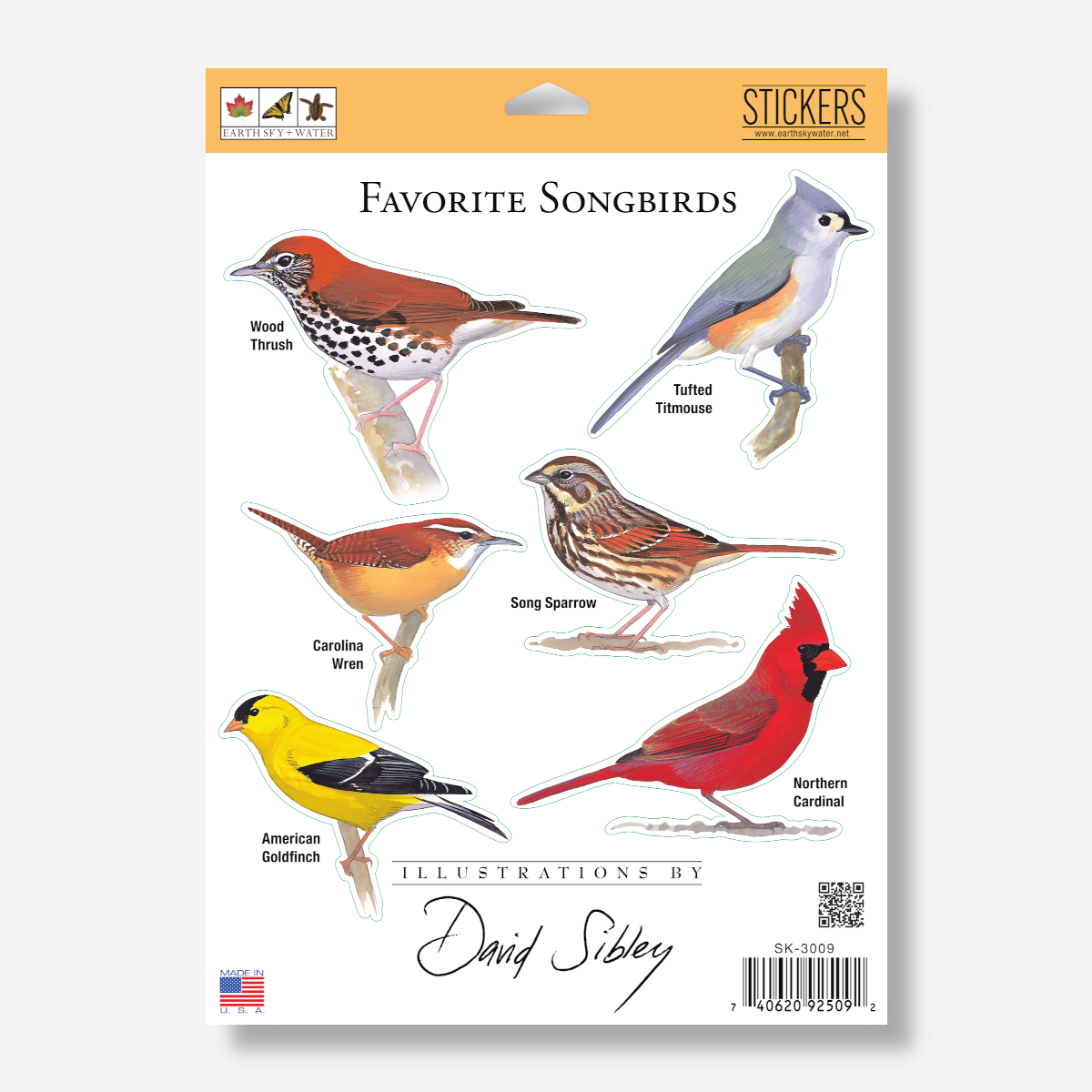 Sticker Sheet - Favorite Songbirds Nature Stickers, 5" x 7"