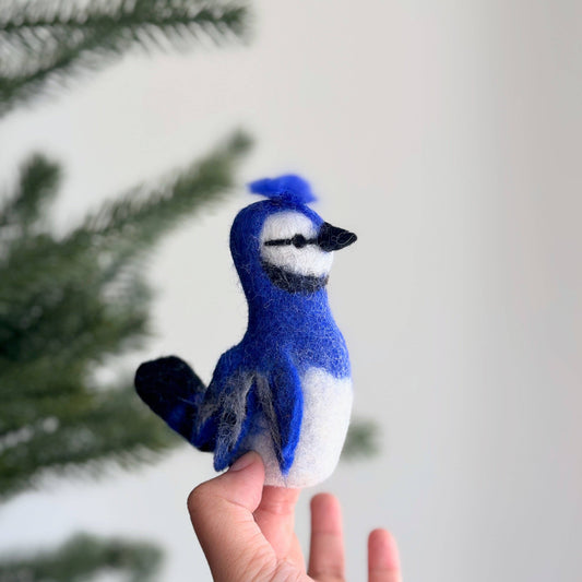 Finger Puppet - Felted Blue Jay