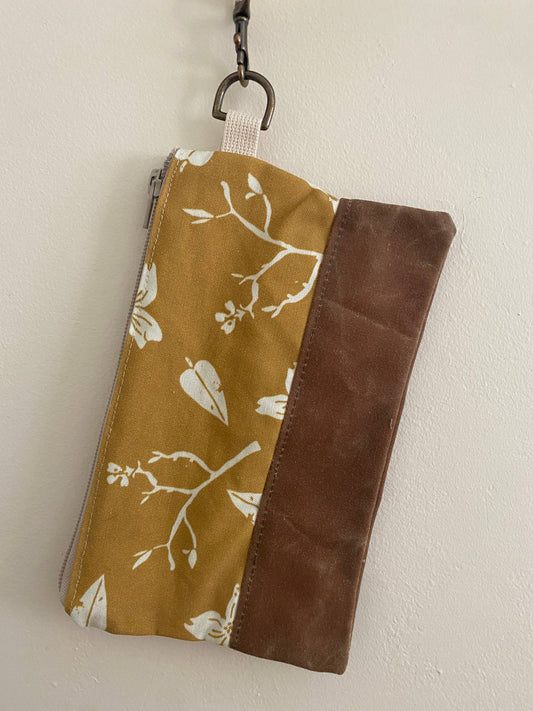 Wristlet - Waxed Canvas - Dogwood Blooms