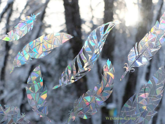 Window Gems - Feathers - Window Clings Bird Strike Prevention Decals