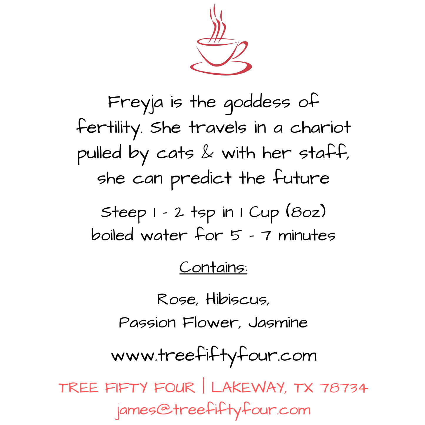 Loose Tea in Drawstring Sachet - Tree Fifty Four - Freyja's Herbal Tea Blend (3oz)