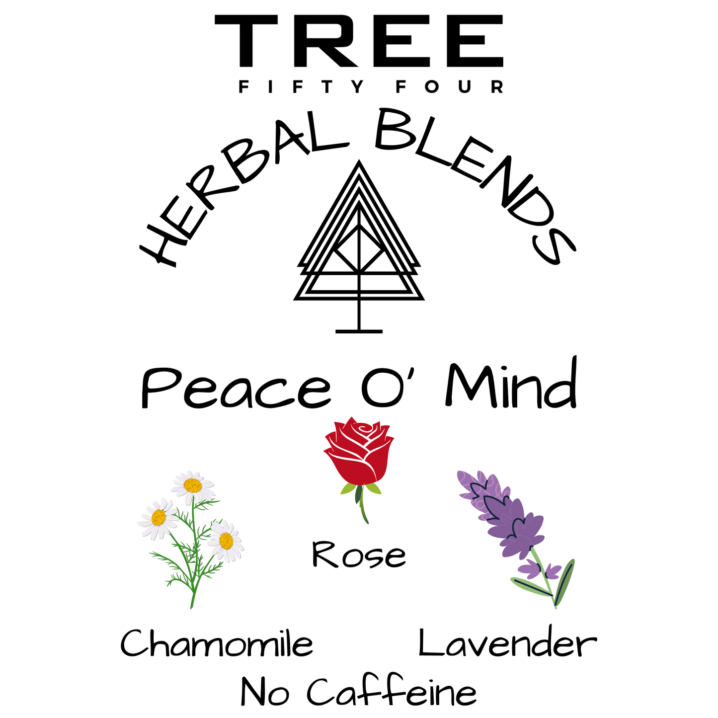 Loose Tea in Drawstring Sachet - Tree Fifty Four - Peace O' Mind Herbal Tea Blend (3oz)