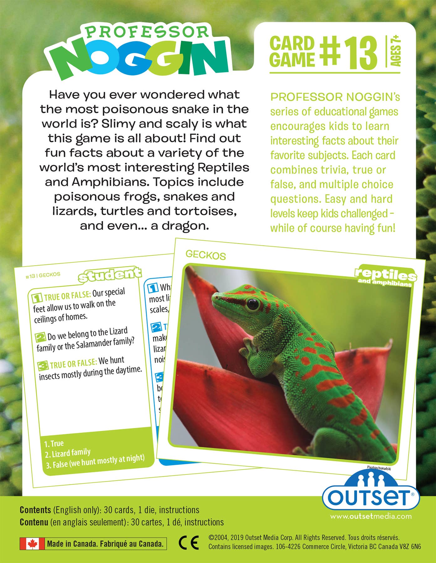 Game - Prof. Noggin Reptiles and Amphibians Card Game