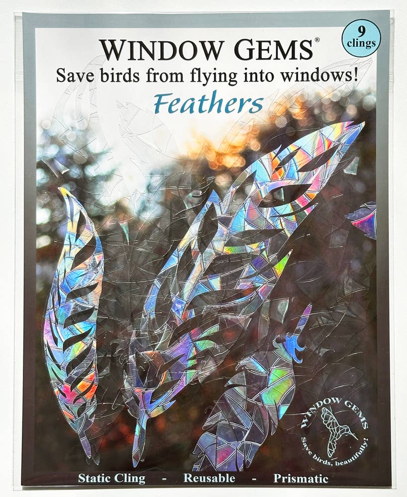 Window Gems - Feathers - Window Clings Bird Strike Prevention Decals