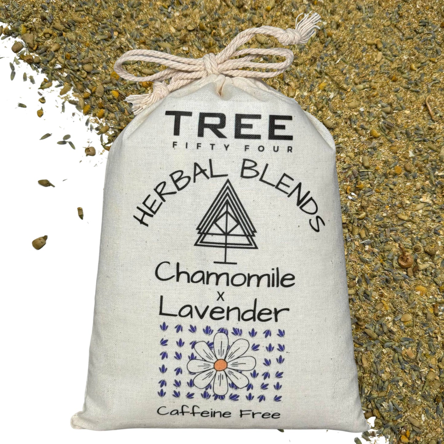 Loose Tea in Drawstring Sachet - Tree Fifty Four - Chamomile & Lavender Herbal Tea (4oz)