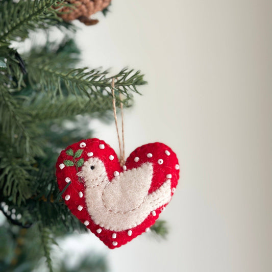 Ornament - Felted Dove Heart