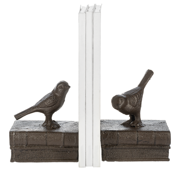 Bookend Pair - Birds on Books (Cast Iron)