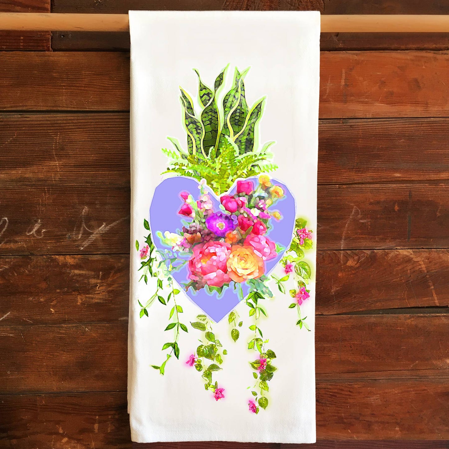 Flour Sack Tea Towel - Heart Fleur