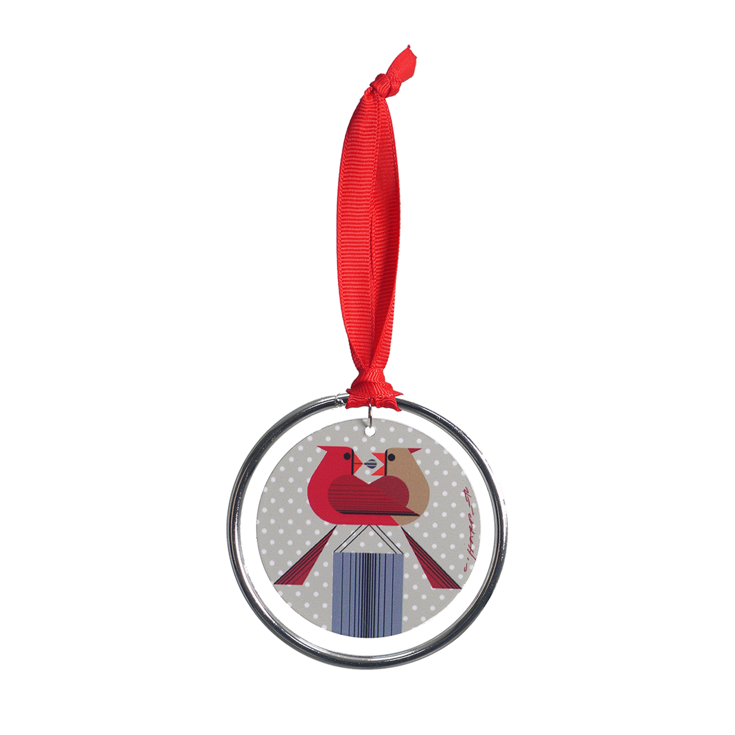 Ornament - Charley Harper Cardinal Couple Keepsake – 3” diameter