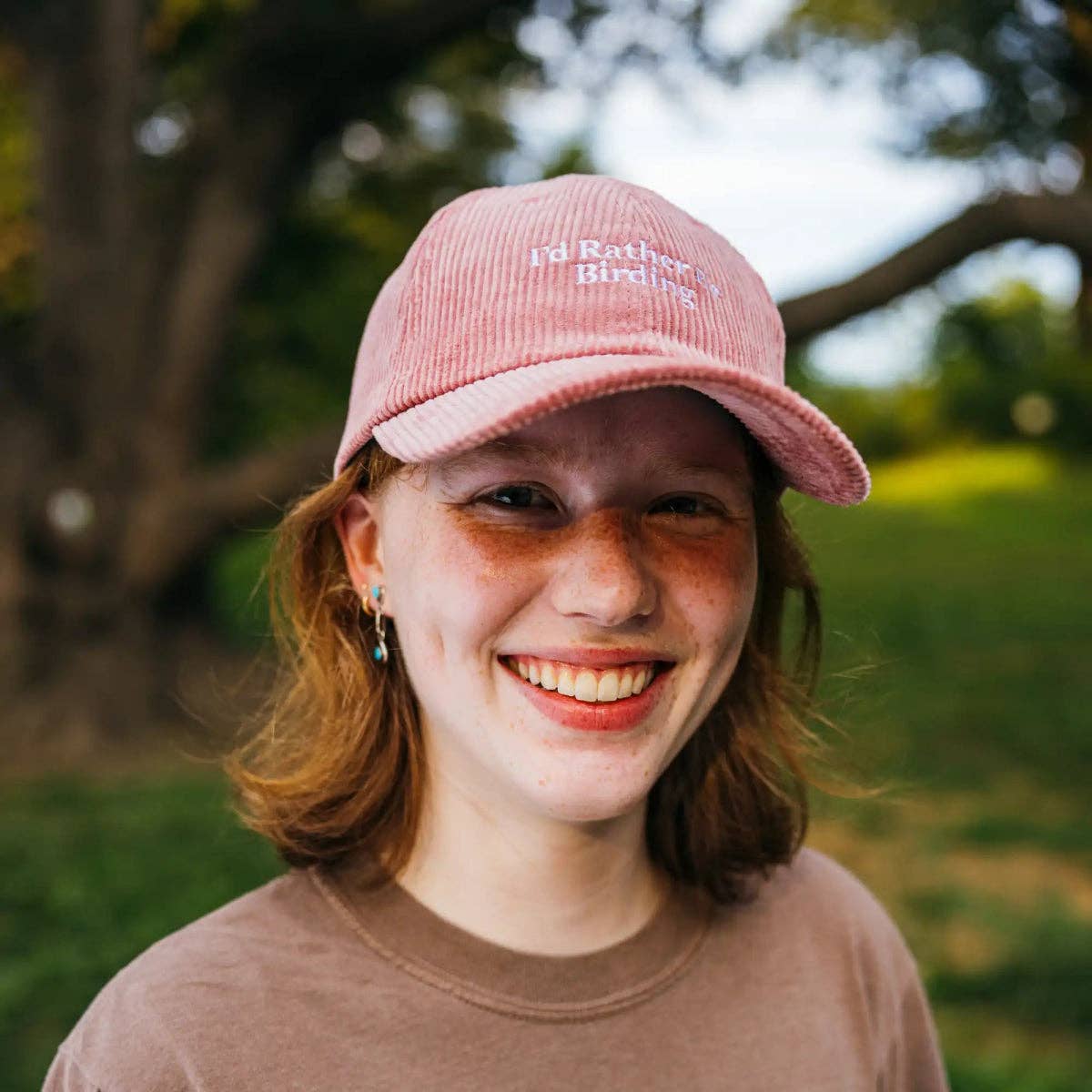 Hat - I'd Rather Be Birding Corduroy in Pink
