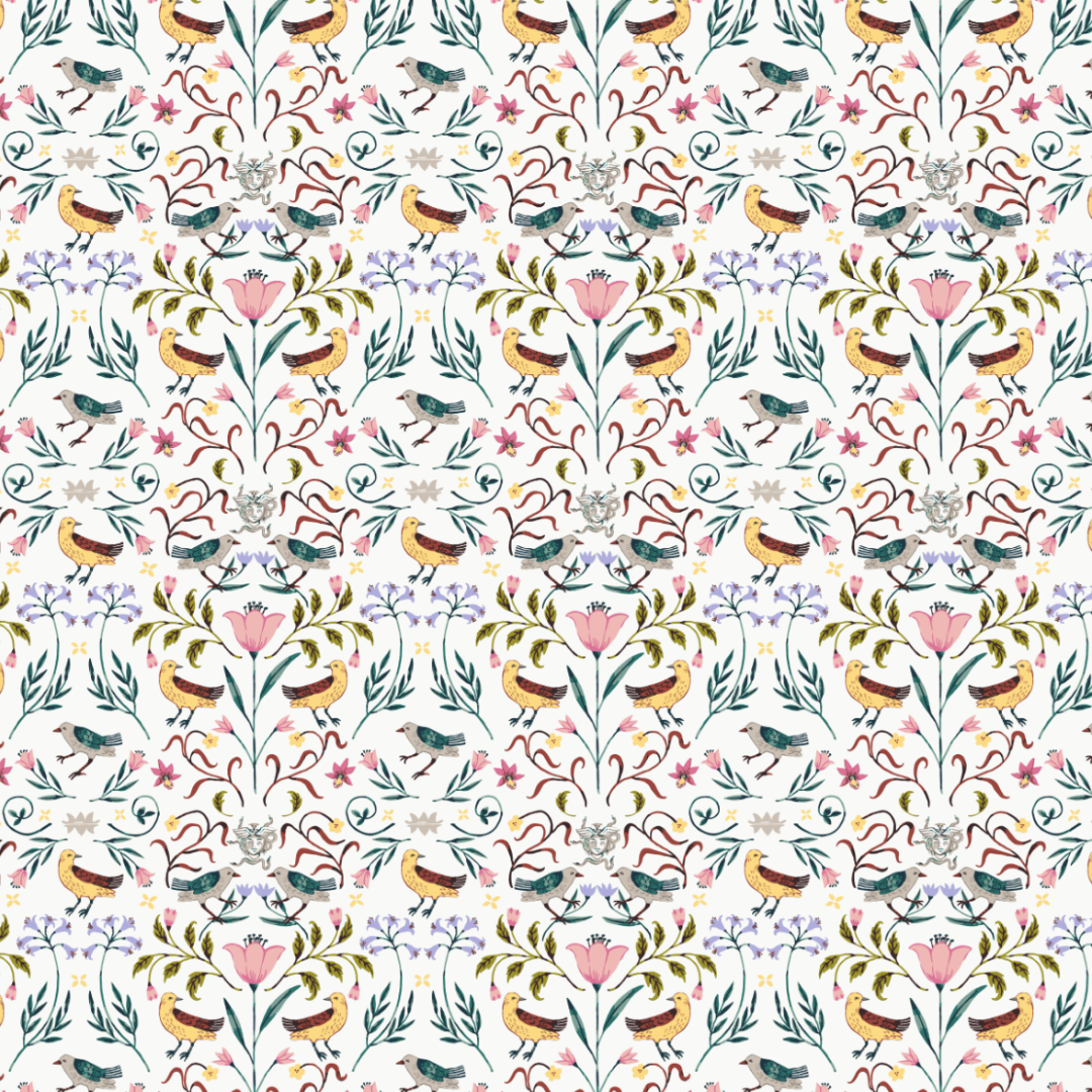 Scarf - Courtyard Birds (Polyester 33" x 72")