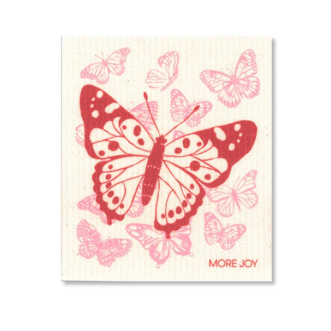 Eco-Friendly Dishcloth - Red & Pink Butterfly