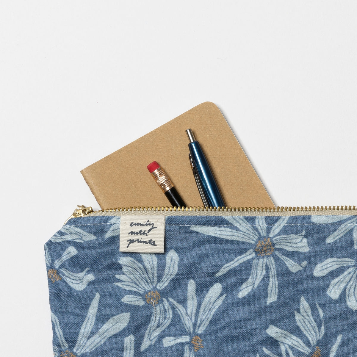 Wristlet - Waxed Canvas - Blue Daisy