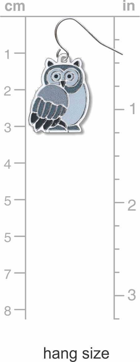 Boxed Jewelry - Owl Earrings (Silver Toned)