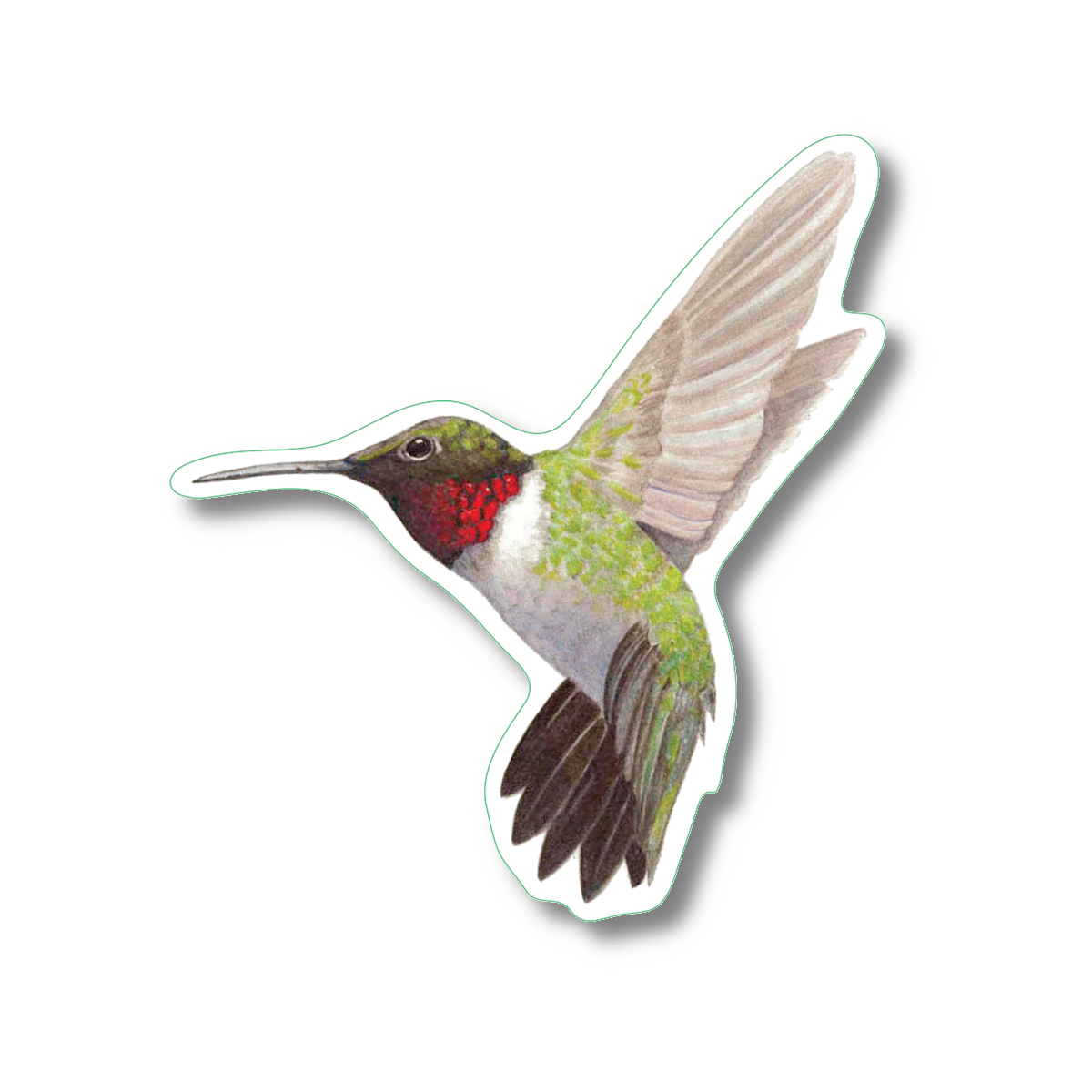 Sticker - Ruby-throated Hummingbird Nature Sticker, 2.5" x 3.5"