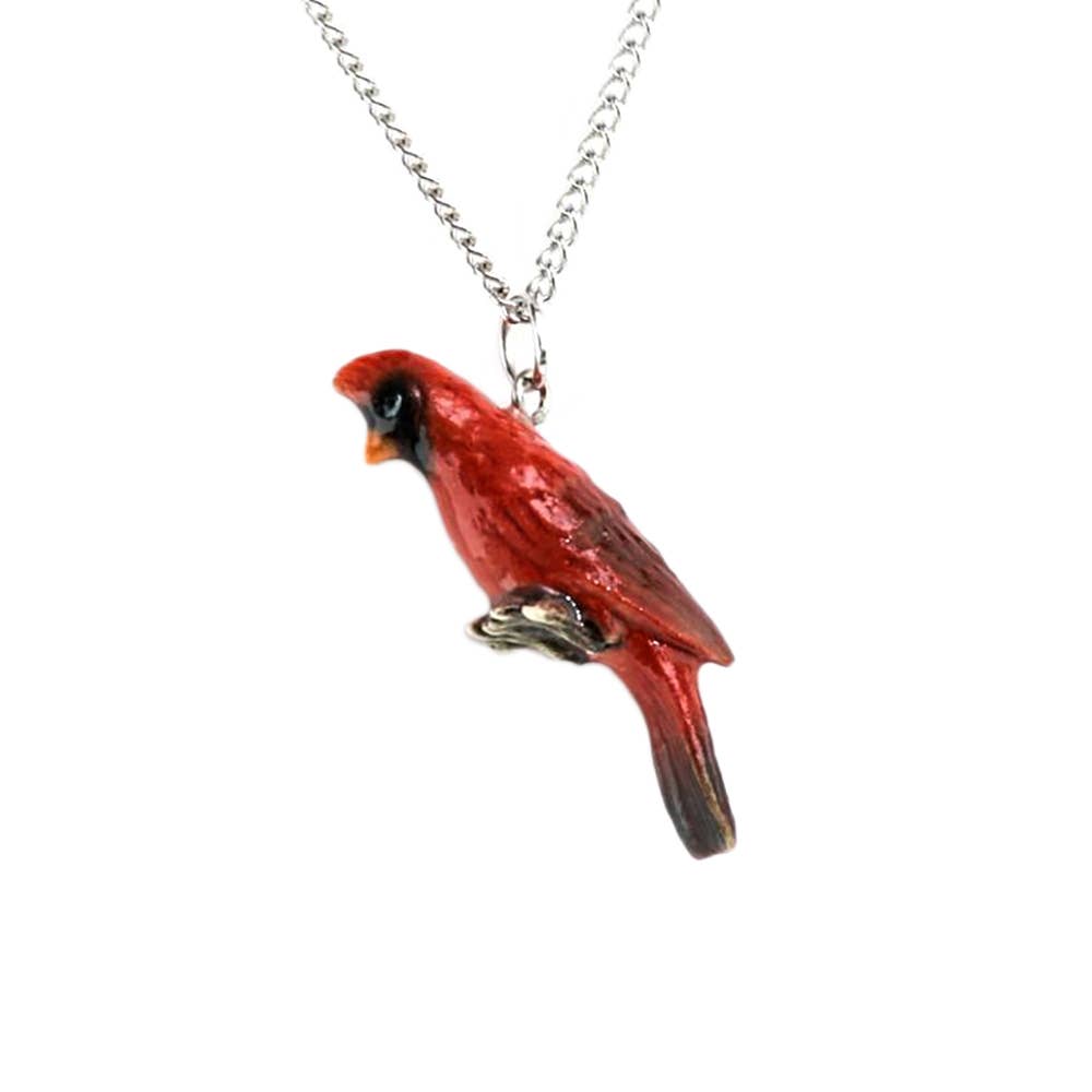 Necklace - Hand-Painted Porcelain - Cardinal