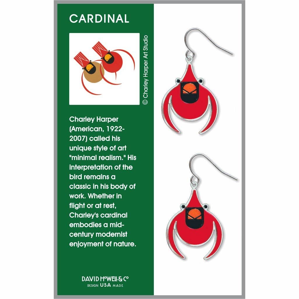 Boxed Jewelry - Charley Harper's Cardinal Earrings