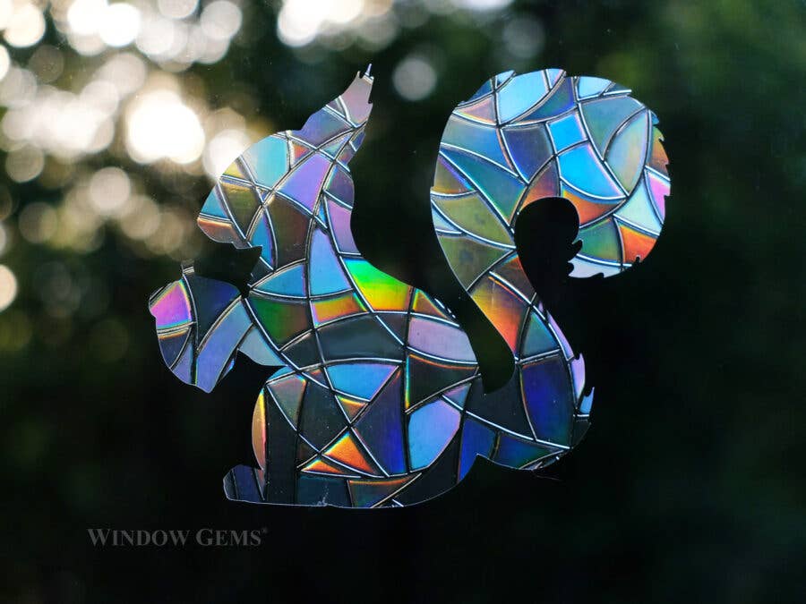 Window Gems - Squirrels - Window Clings Bird Strike Prevention Decals