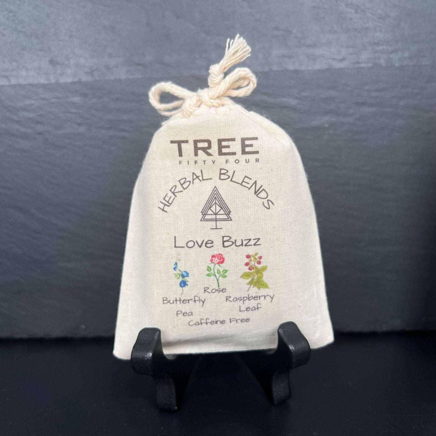 Loose Tea in Drawstring Sachet - Tree Fifty Four - Love Buzz Herbal Tea Blend (3oz)