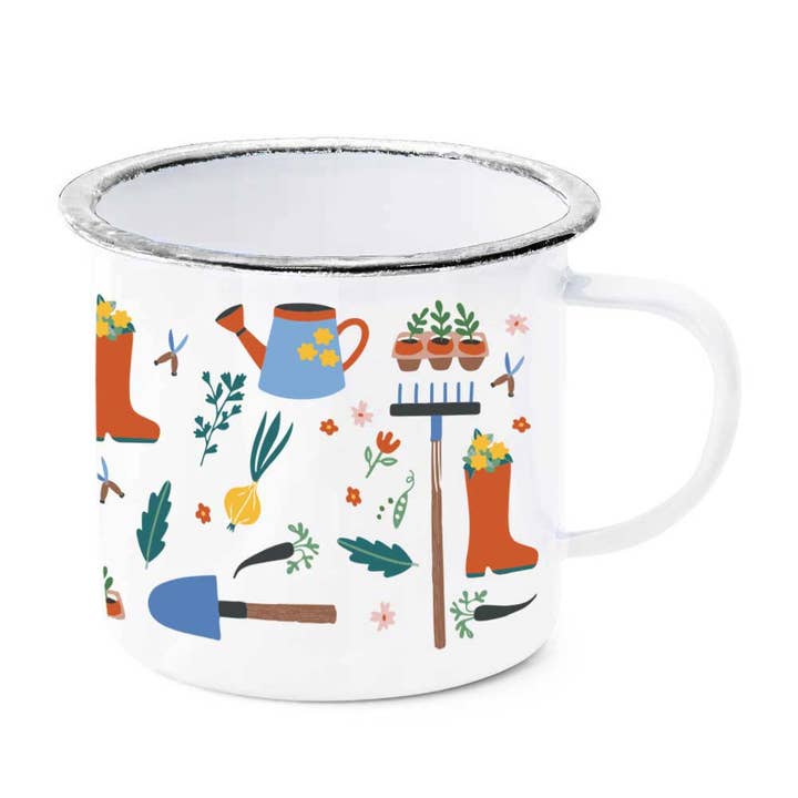 Mug - Enamel - Garden Tools and Boots (10oz)