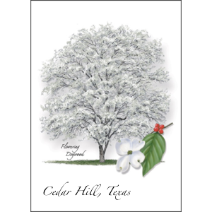 Paper - Single Card - Cedar Hill, TX with Flowering Dogwood (Earth Sky + Water)