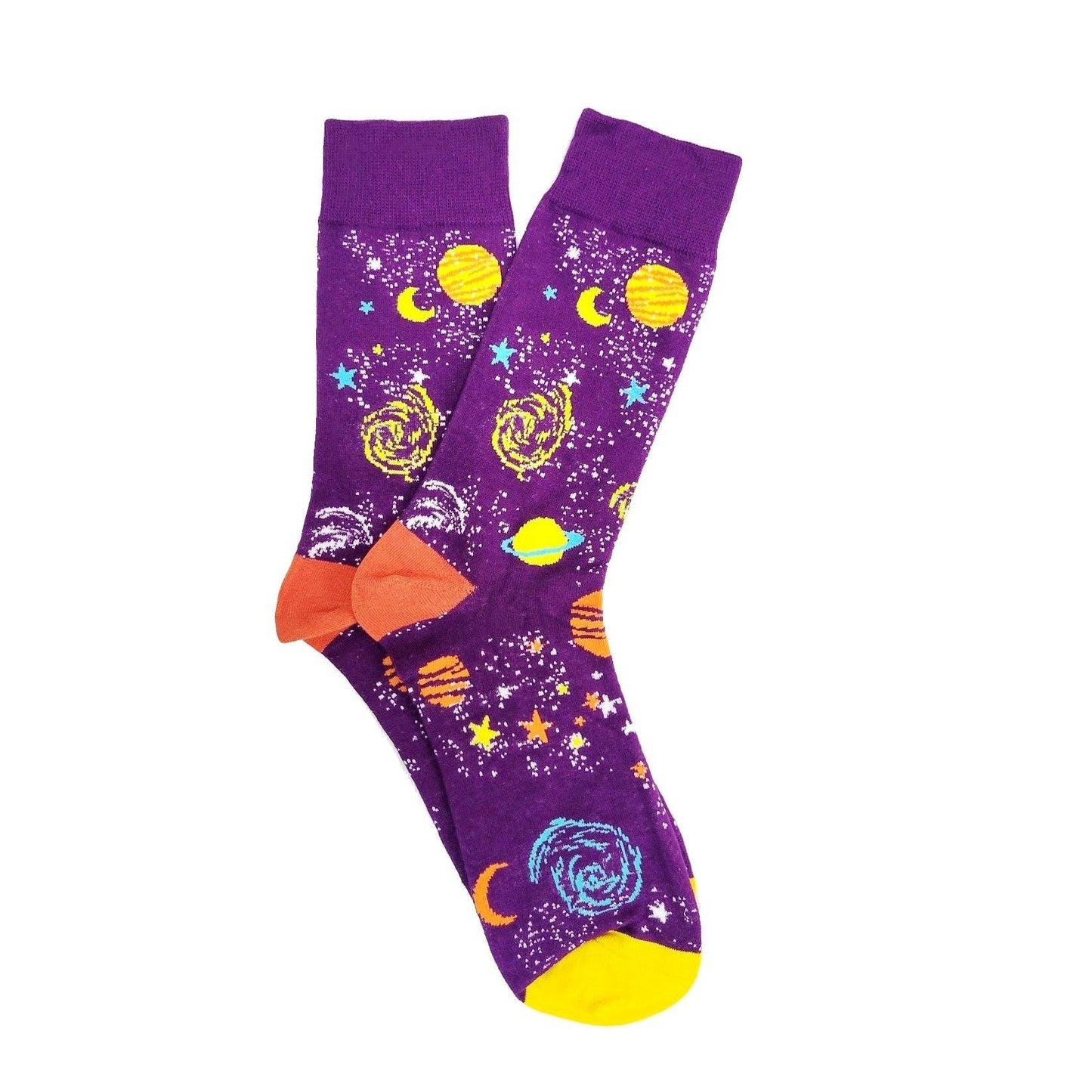 Socks - Adult Large - Purple Outer Space Socks With Planets