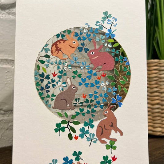 Greeting Card - Laser Cut & Frameable - Bunnies (Single Card)