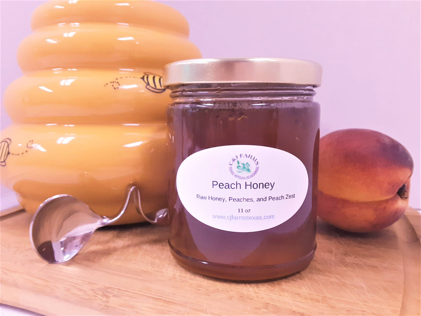 C&J Farms Honey - Peach Infused Raw Honey (11 oz)