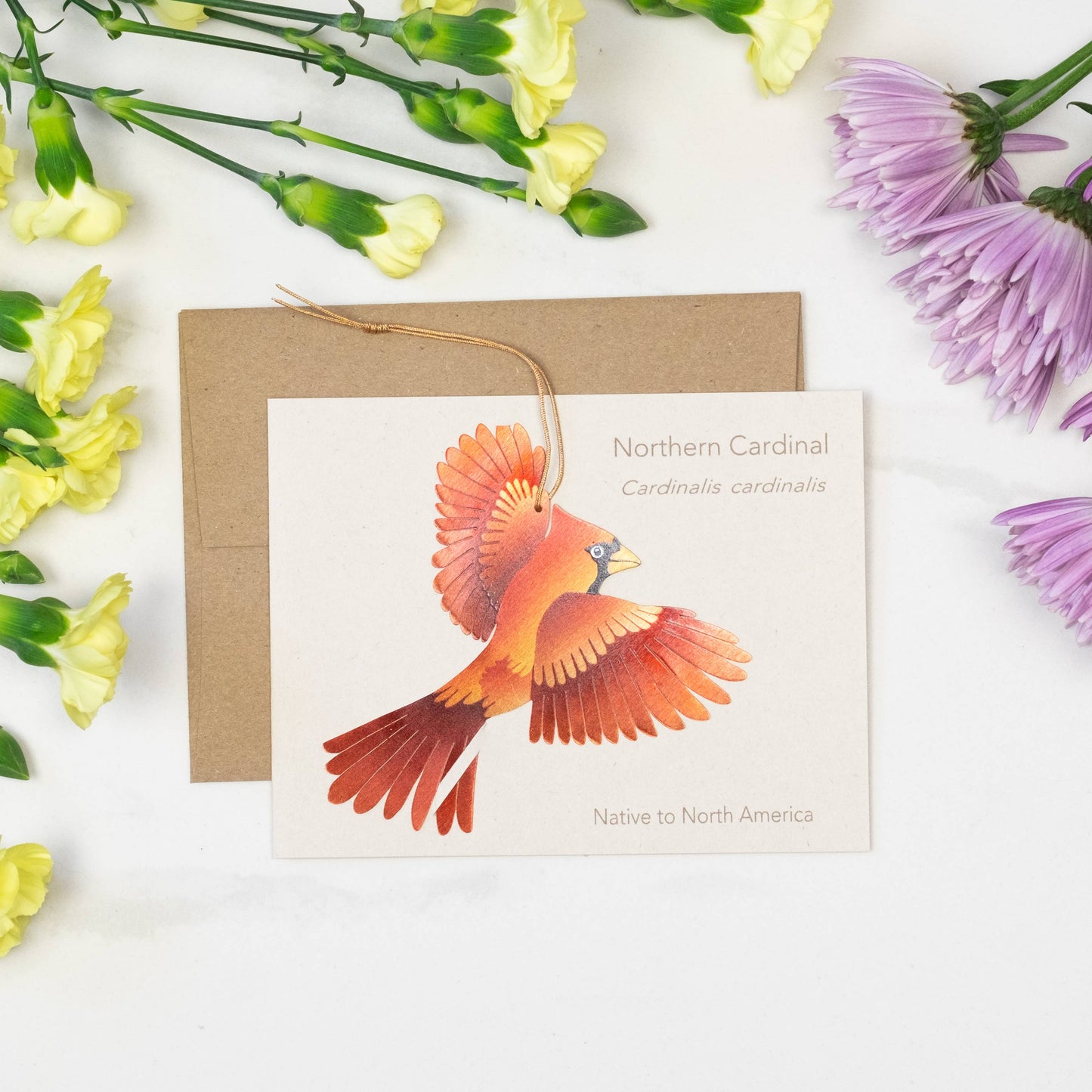 Greeting Card  - Cardinal Bronze Ornament + Notecard
