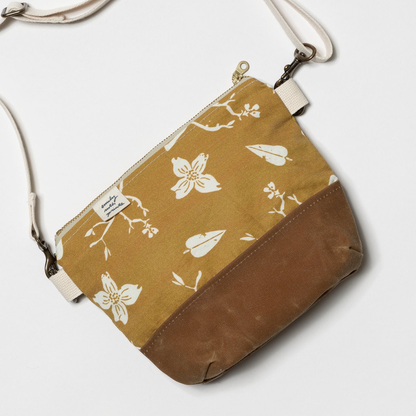 Small Crossbody Bag - Waxed Canvas - Dogwoods