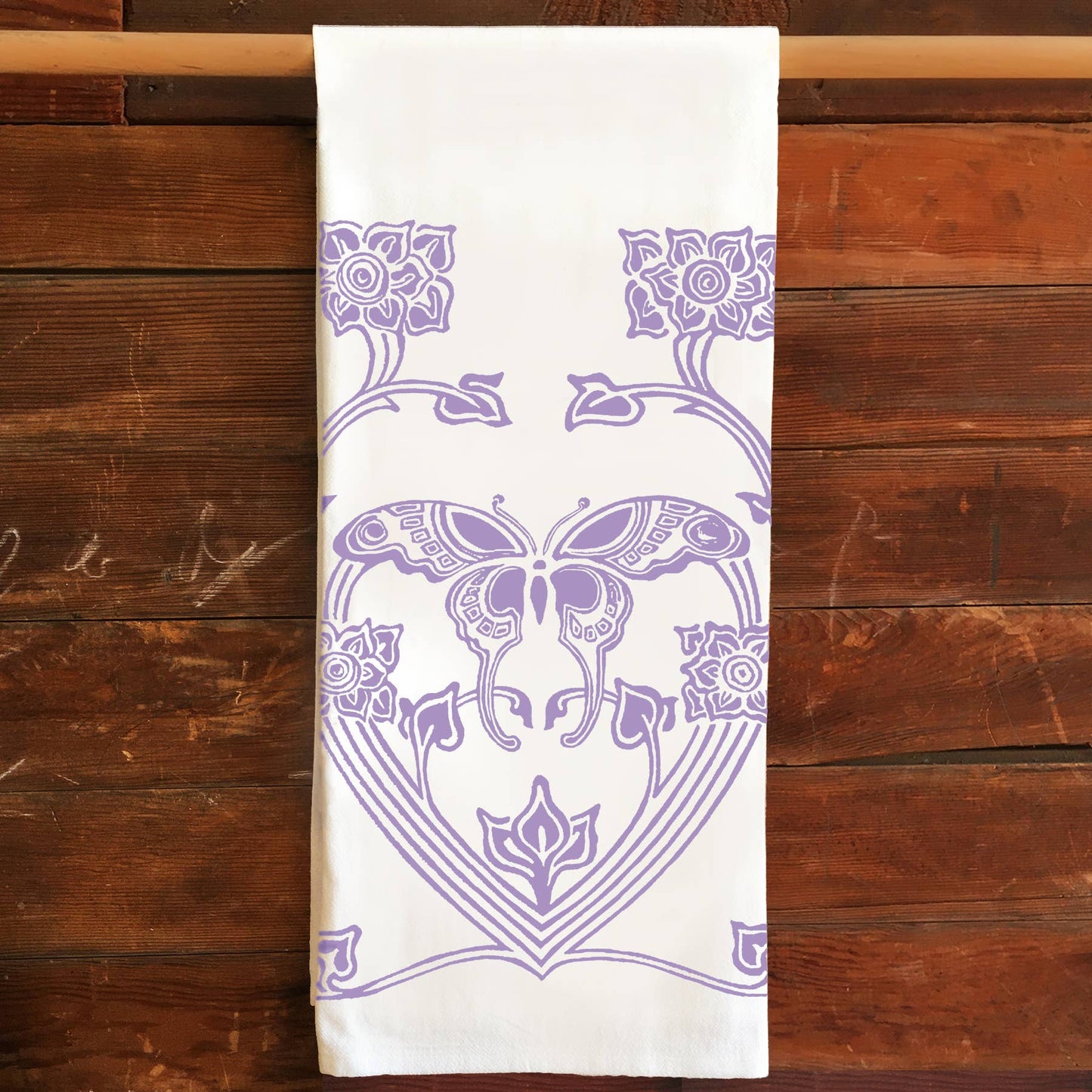 Flour Sack Tea Towel - Butterfly Heart