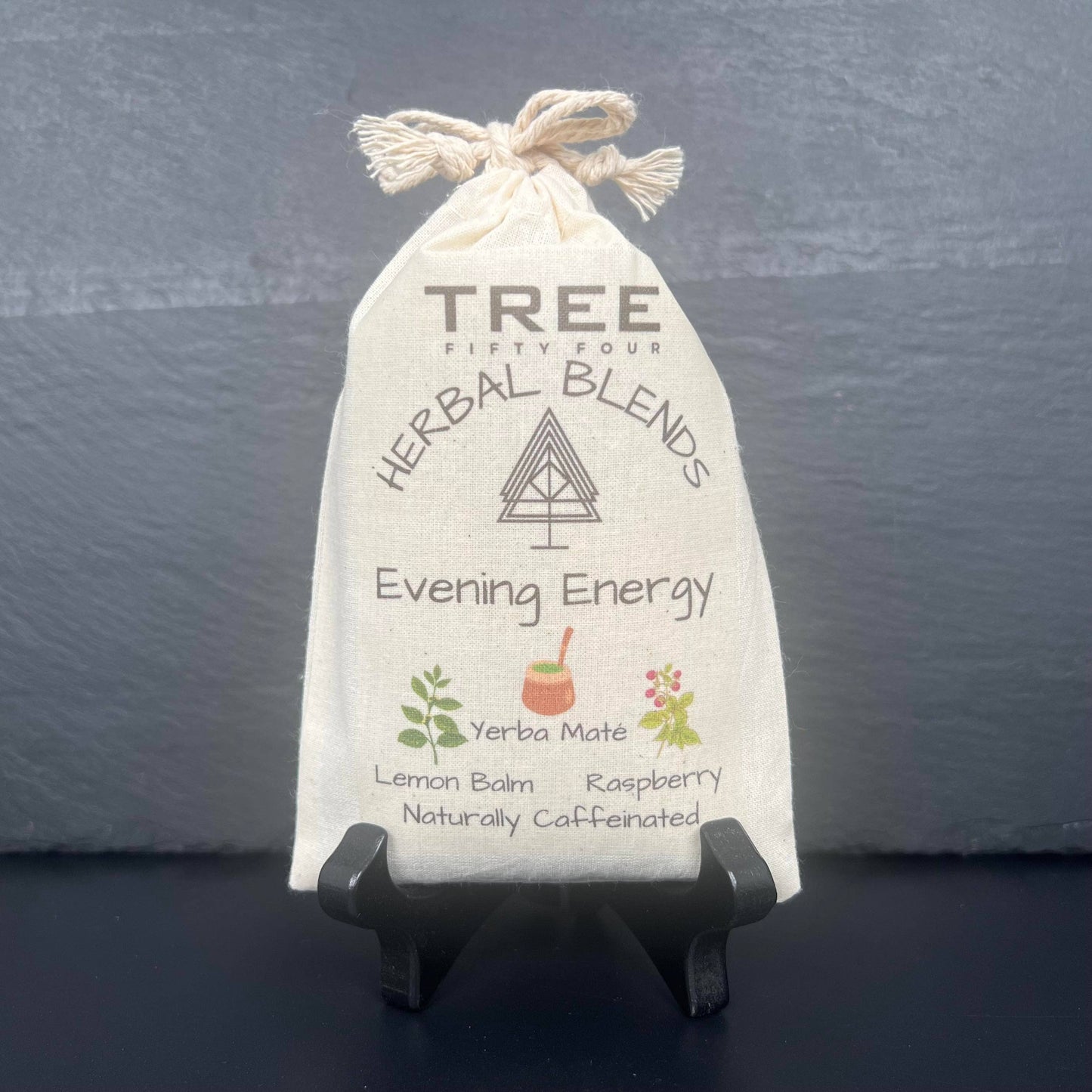 Loose Tea in Drawstring Sachet - Tree Fifty Four - Evening Energy Herbal Tea Blend (3oz)