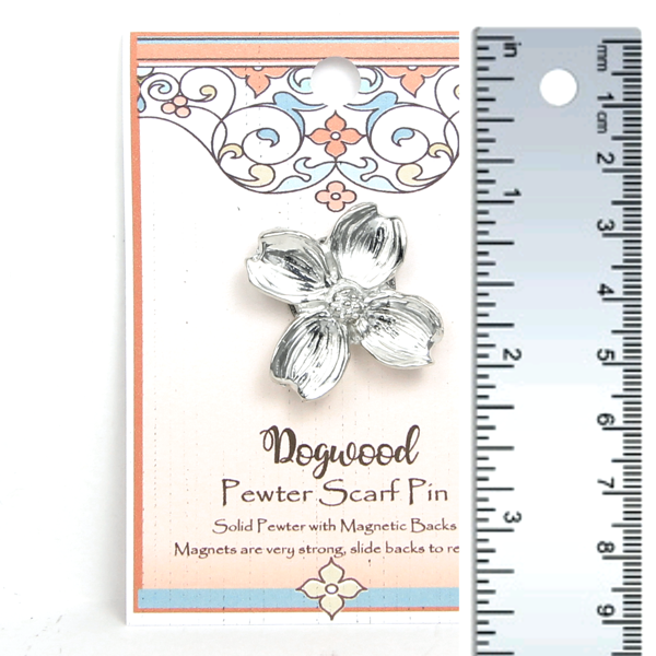 Scarf Magnetic Pin - Pewter - Dogwood Flower