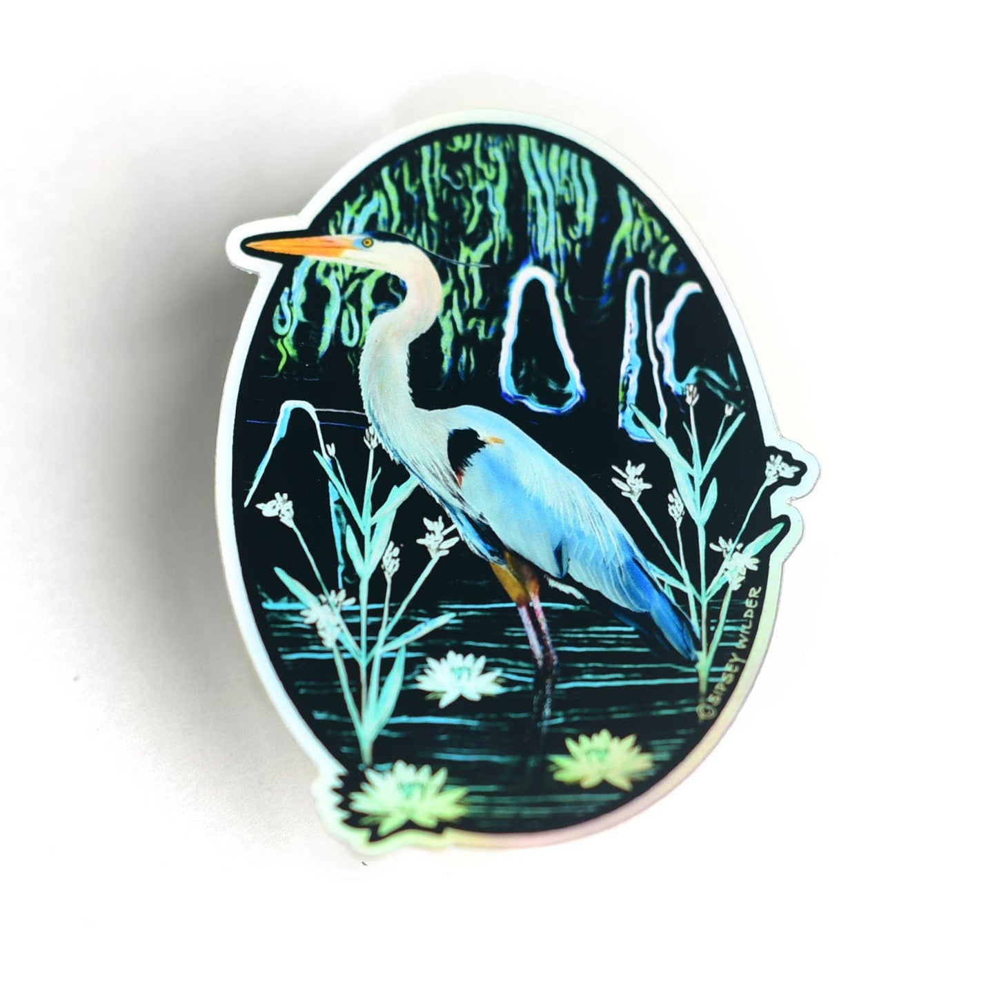 Sticker - Holographic Great Blue Heron