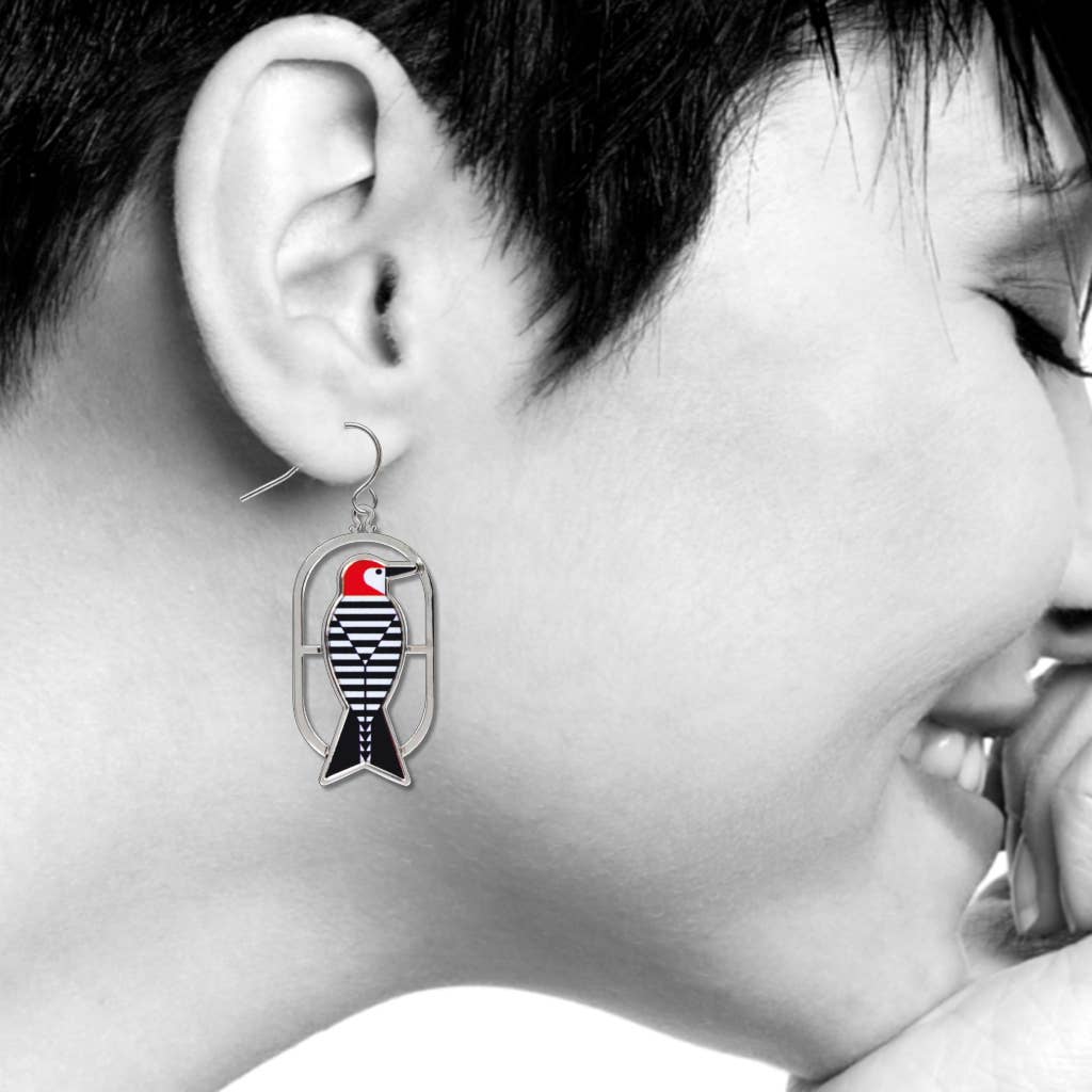 Boxed Jewelry - Charley Harper's Woodpecker Earrings