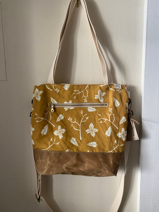 Crossbody Bag (Convertible) - Waxed Canvas - Dogwoods