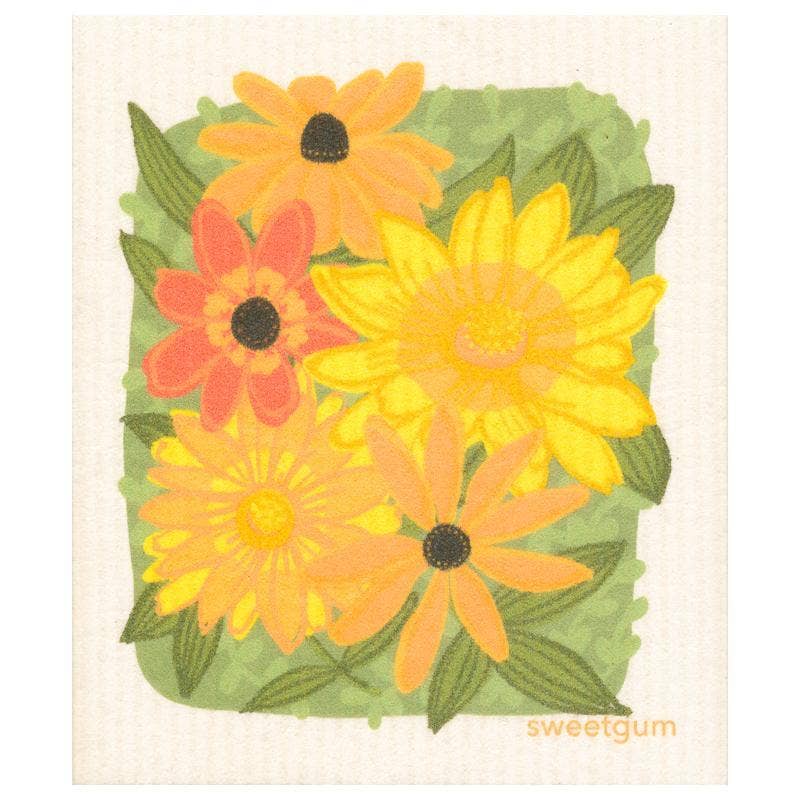 Eco-Friendly Dishcloth - Yellow Flowers & Leaves