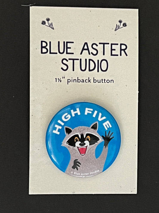 Pinback Button - Raccoon - "High Five"