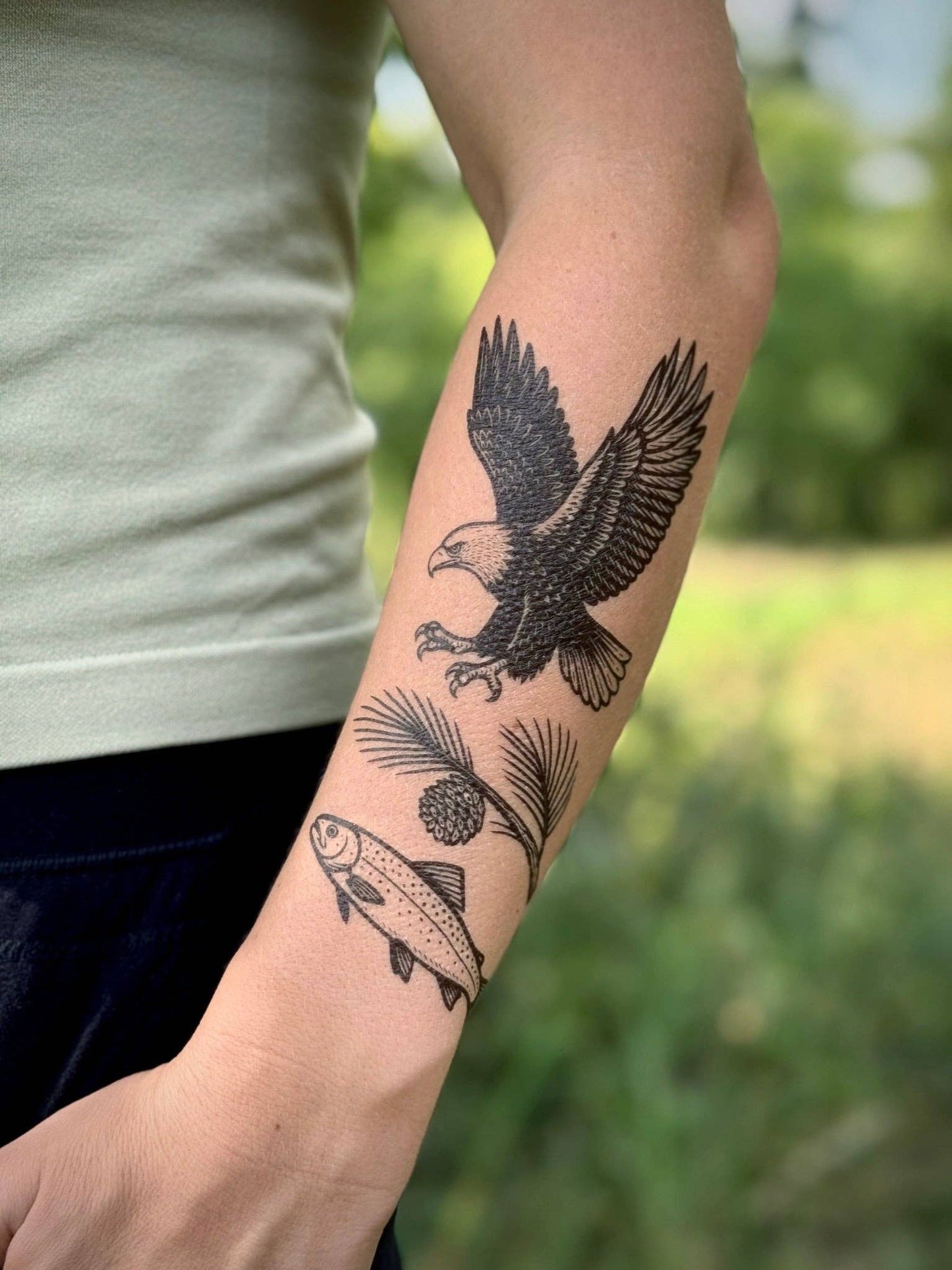 Temporary Tattoo - Eagle & Trout (1 Pack)