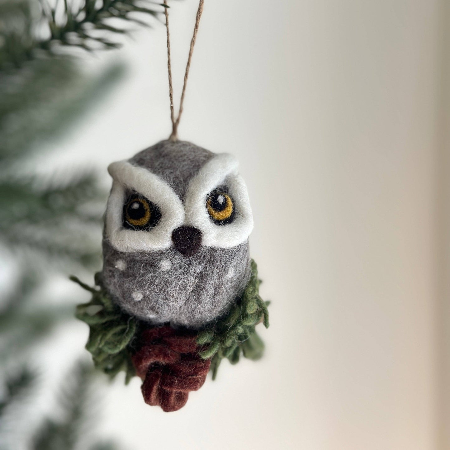 Ornament - Felted Owl in Moon