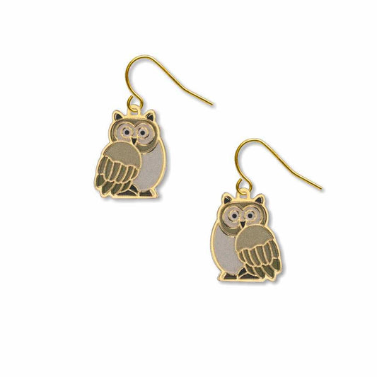Boxed Jewelry - Owl Earrings (Gold Toned)
