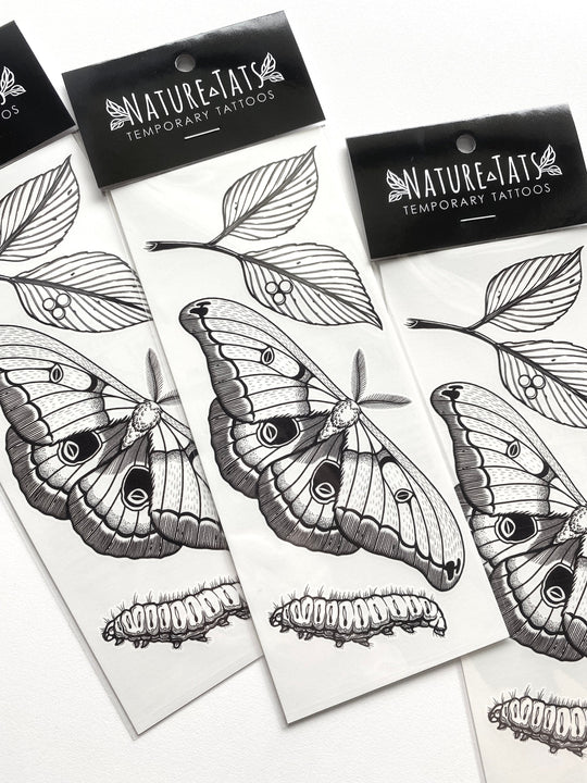 Temporary Tattoo - Polyphemus Moth (1 pack)