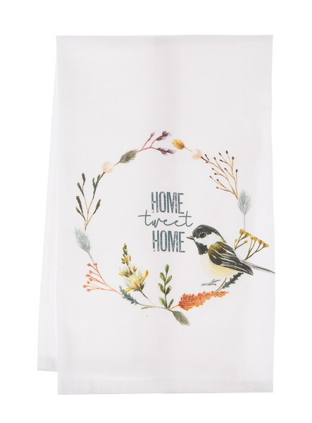 Tea Towel - Home Tweet Home Floral Wreath